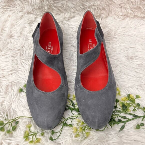 Sesto Meucci Gray Suede Asymmetric Strap Slip On Shoes sz 8 M Made‎ in Italy NEW - Picture 1 of 8
